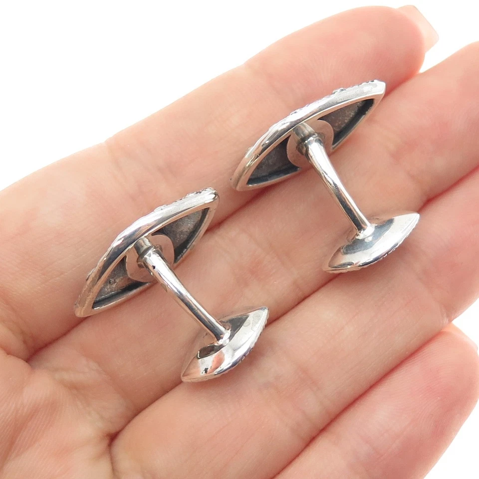 STEPHEN WEBSTER 925 Sterling Silver Vintage Real Diamond Modernist Cufflinks - Image 2 of 4
