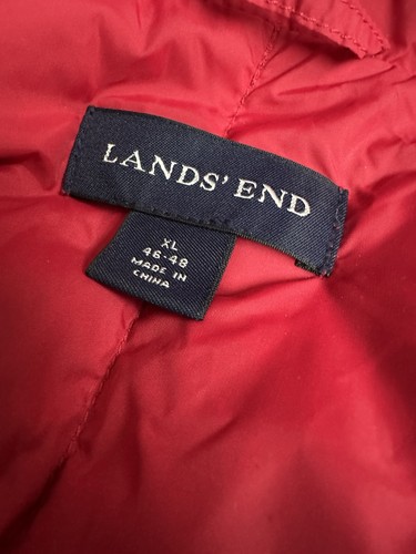 Lands End Men's Sz XL 46-48 Red Goose Down Feathers Puffer Vest with Pockets - Picture 8 of 9