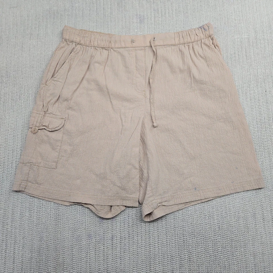 Pantalones Cortos Ciervo Blanco Para Mujer 1X 16W Cintura Elástica Beige Pull On Pucker Cargo Plus Foto 2 de 4