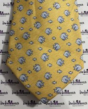 TOMMY HILFIGER Silk Yellow With Fish   Design Neck Tie 3.25  New Without Tags 
