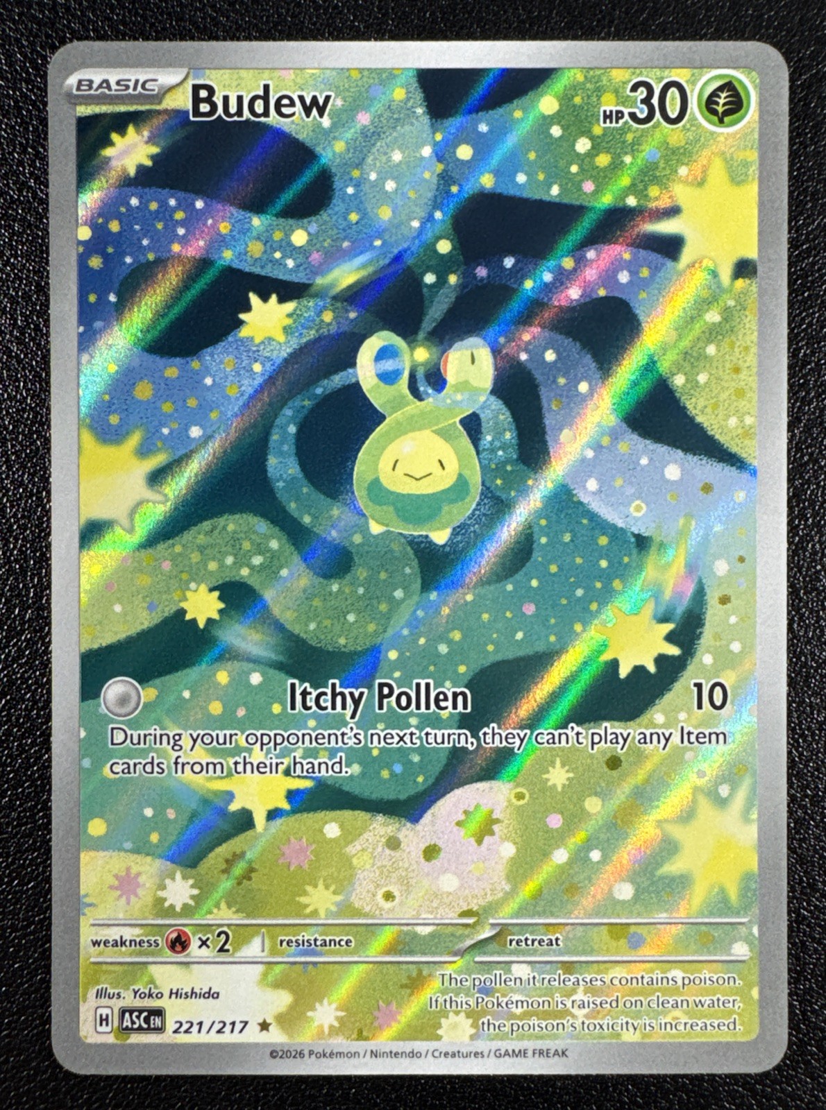Pokemon Budew Illustration Rare IR Full Art Holo 221/217 Ascended Heroes