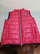 Calvin Klein RED Puffer Vest Boys Youth 6 Black Logo Full Zip Sleeveless, VGC