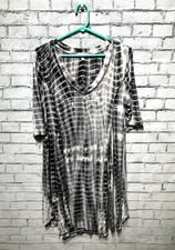 Haani, Women PXL, Gray Short Sleeve Stretch Tie-Dye Boho Causal T-Shirt Dress