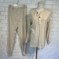 VTG 50s Military Wool Cotton Baselayer Thermals Long Johns Shirt Pants Set M/L
