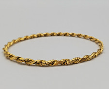 18K Solid Yellow Gold Twist Design Bangle Bracelet