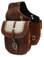 Western Horse Leather Saddle Bag Heavy Duty Traditional Trail Ride  Saddle Bag.