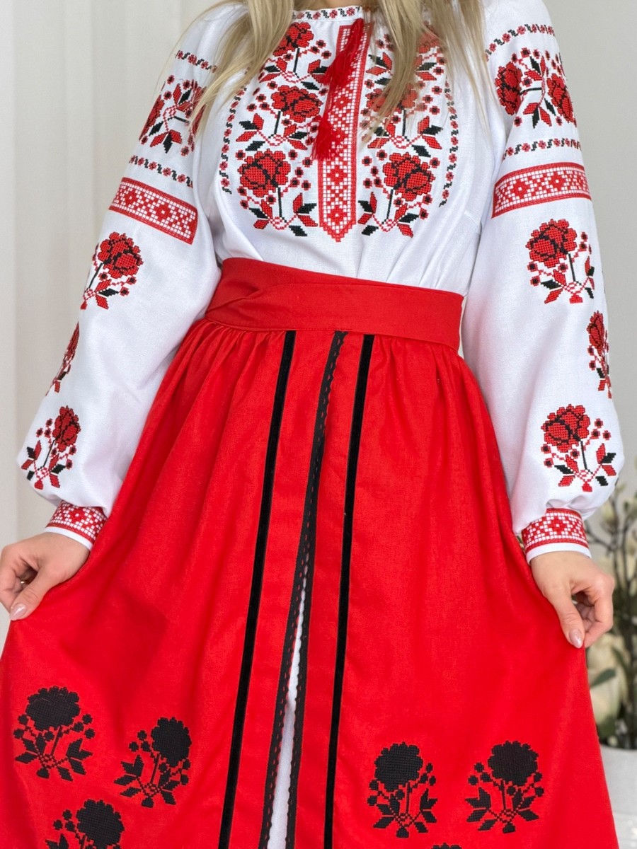 embroidered folk dress Vintage Red Afghani Traditional Folk Dress With Embroidered Beaded Fringe Long Sleeve Midi Bohemian Folklore Gown