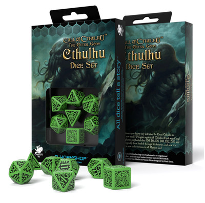 Q-Workshop Call of Cthulhu Outer Gods Würfelset 7tlg grün/schwarz