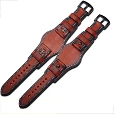 Hand Brushed Leather Strap for Panerai Tudor 18 20 22mm Retro Vintage Watch Band
