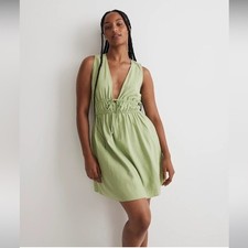 Madewell Sophia Deep V Neckline Mini Dress Size XS in Color: Seedling NWT