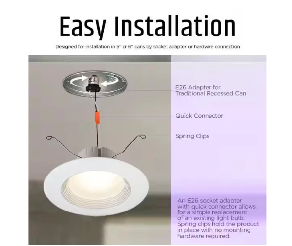 Kit de reacondicionamiento de luz empotrada LED blanca Brilli Wellness 5-6 pulgadas antibacteriano 3000K Foto 4 de 4