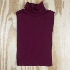 Vintage 80s Burgundy Red Cotton Ribbed Turtleneck Dickie Collar USA OS
