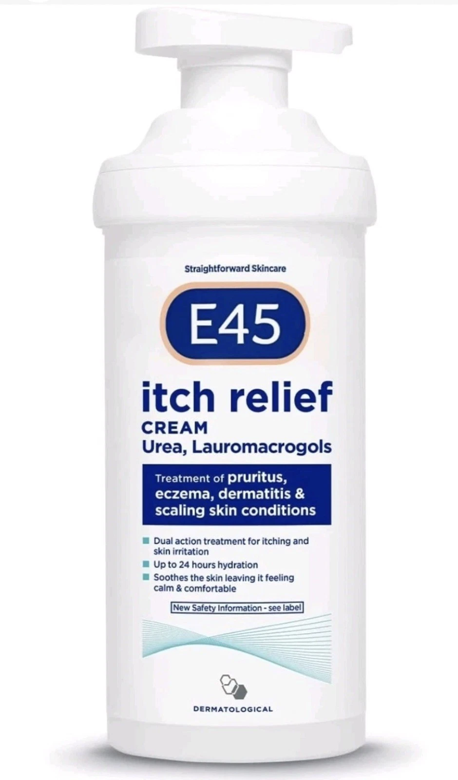 E45 Cream Pump 500g Itch Relief Dermatological Skin Dry Care Exp 06/28
