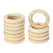 60 Pcs 35 Mm/1.4 Inch Wooden Ring for Crafting, Natural Wood Ring without Paint