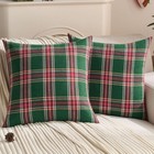 Pack of 2 Christmas Plaid Decorative Throw Pillow Covers Scottish Tartan Cushion