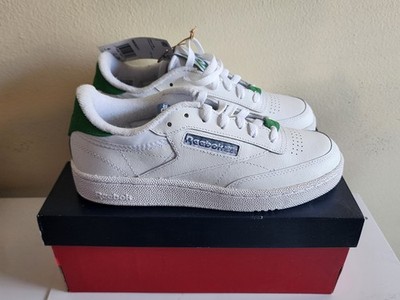 Reebok Club C 85 Men's Classic White, Green, Blue Size 6 Sneakers New