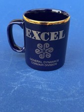Vintage General Dynamics Convair Division EXCEL Coffee Mug Cobalt Blue Gold Trim