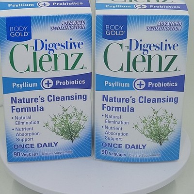 Body Gold Digestive Clenz  Psyllium + Probiotic  Nature 's cleansing 90 veg  (2)