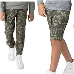 Eddie Bauer Boys Size 5 Camo Olive Green Cargo Hiking Pants Shorts Convertible