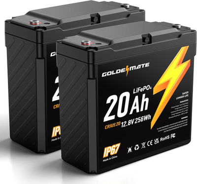 12V 20Ah Lifepo4 Battery(2 Packs), IP67 Waterproof, 12V Lithium Battery with 500