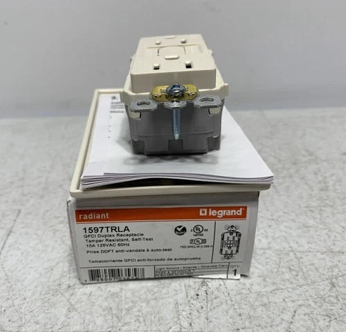 Legrand 1597TRLA GFCI Duplex Receptacle Tamper-Resistant Self-Test 15A 125VAC