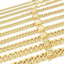 10K Real Yellow Gold 3mm-12.6mm Miami Cuban Lightweight Chain Necklace 16" - 30"