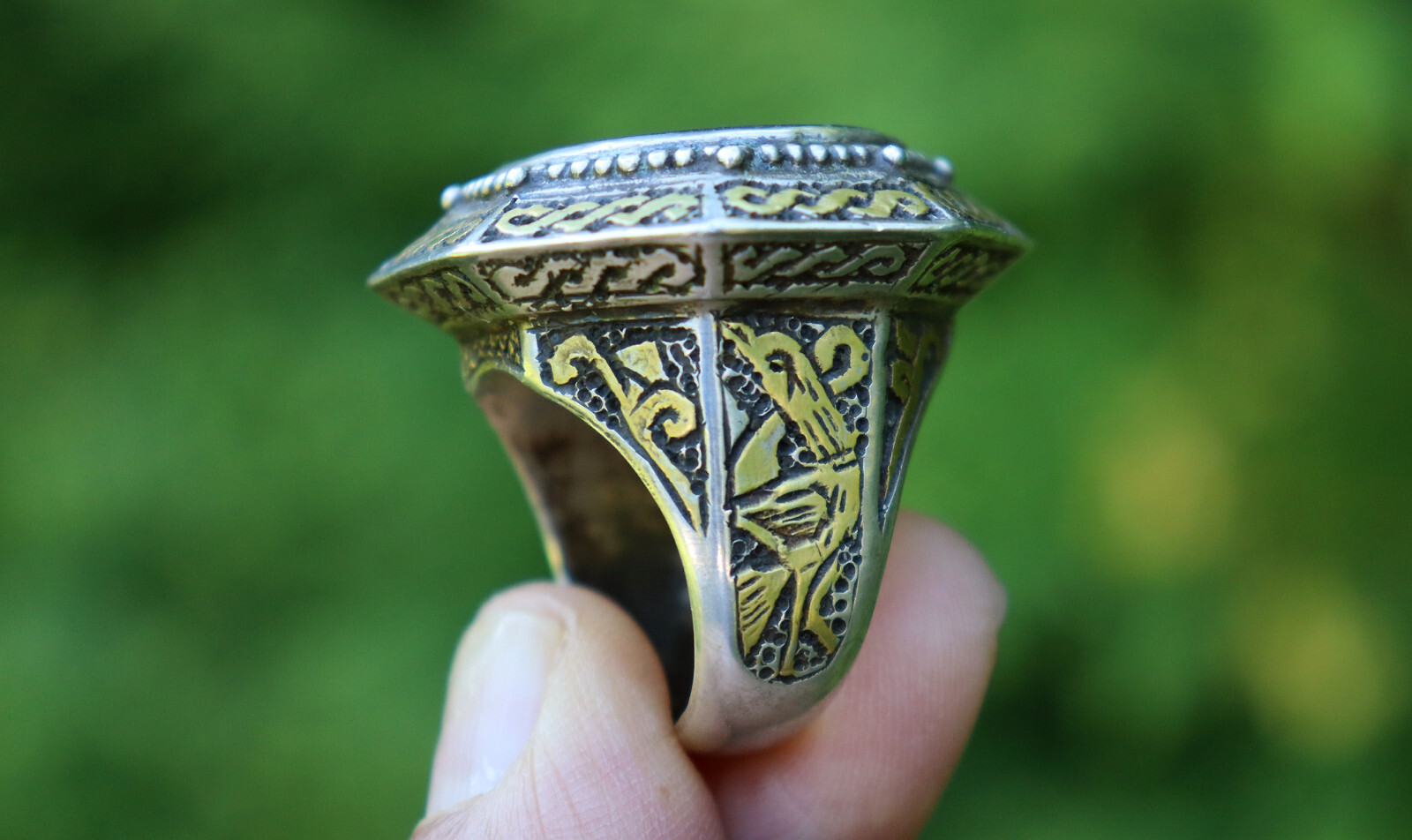 Orient Turkmen solid silver hematite signet ring … - image 14