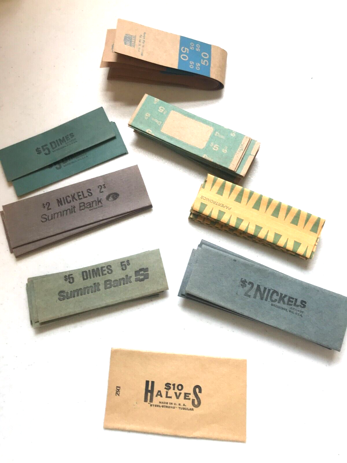 VINTAGE (55) ASSORTED LOT COIN WRAPPERS and BILL PAPER BANDS