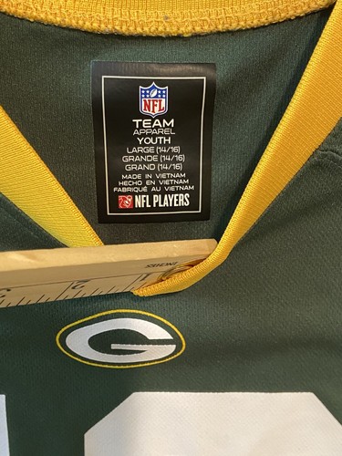 Green Bay Packers Jersey Boys Large (14-16) Green Aaron Rodgers #12 Football NFL - Picture 6 of 8