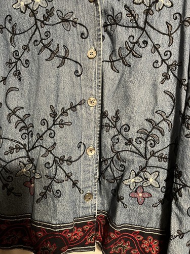 blue jean shirt/jacket vintage Kaktus plus 1X 100% cotton new buttons - Picture 15 of 17