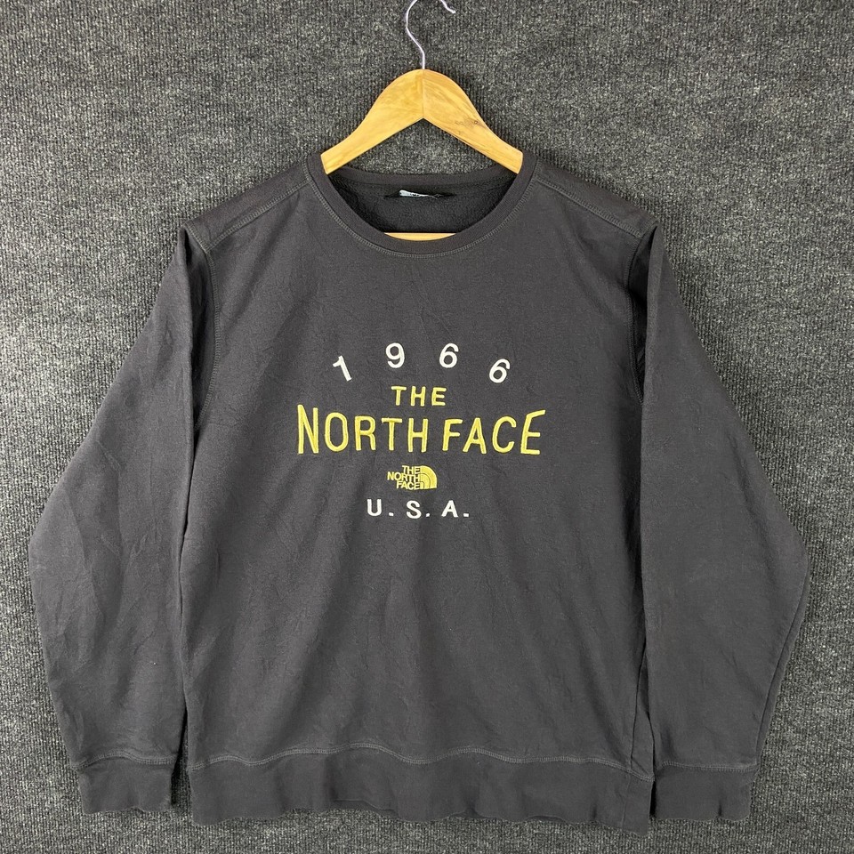 The North Face Mens Sweatshirt L Grey Long Sleeve Crew Neck Logo Winter Warm