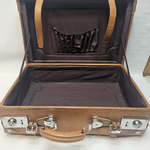 Vtg American Crew Leather Bound Men’s Shaving Case Overnight Luggage Bag 18x12x7 - Picture 10 of 21