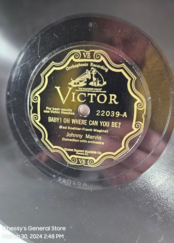 Johnny Marvin 78rpm 10-inch Victor Records #22039 Baby! Oh Where Can You Be? - Picture 3 of 4