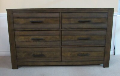 RUSTIC STYLE DRESSER, SIX DRAWER LOW CHEST, WEATHERED, DISTRESSED FACTORY  FINISH | eBay