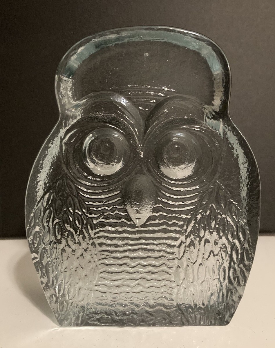 Blenko Glass Owl Bookend 梟 ガラス ブックエンド Blenko Glass Owl Book Ends — Kubisak Modern Design