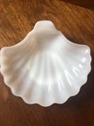 Vintage Milk glass Shell Candy Dish, soap dish trinket Cottage 7” Grannycore