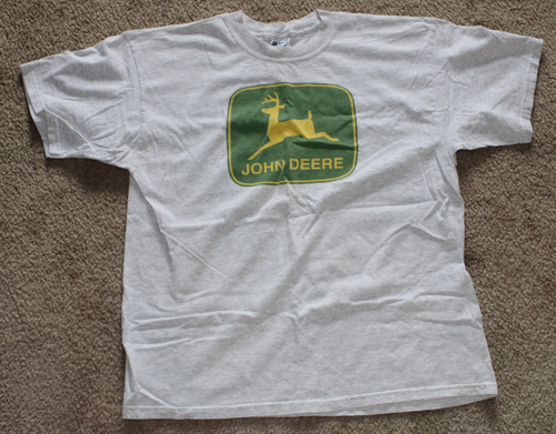 Vintage John Deere Classic Logo Grey Gray T-Shirt X-Large