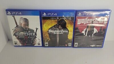 Ps4 Games Lot 3 The Witcher 3 Kingdom Come Wolfenstein 2