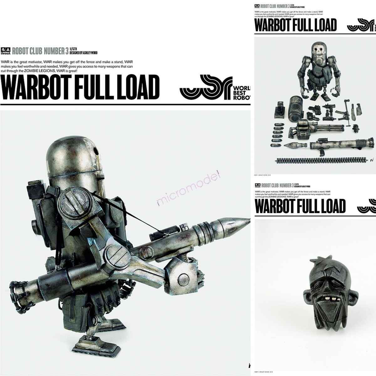 コップ ThreeA ROBOT CLUB NUMBER3 1/6 WARBOT FULLLOAD #25565 Ashley Wood