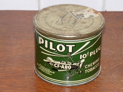 Vintage Pilot CF-ARO 10Cent Plug Chewing Tobacco Empty Tin
