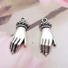 BULK 150Pcs Hand Charms DIY Jewelry Making Pendant Antique Silver