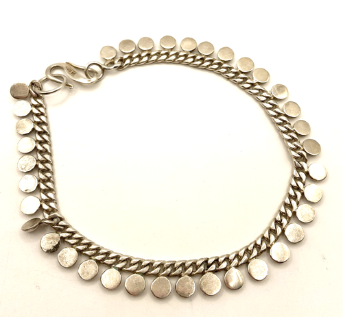 Vintage Sterling Silver / 925 Ankle Bracelet 10'' Long - Picture 4 of 9