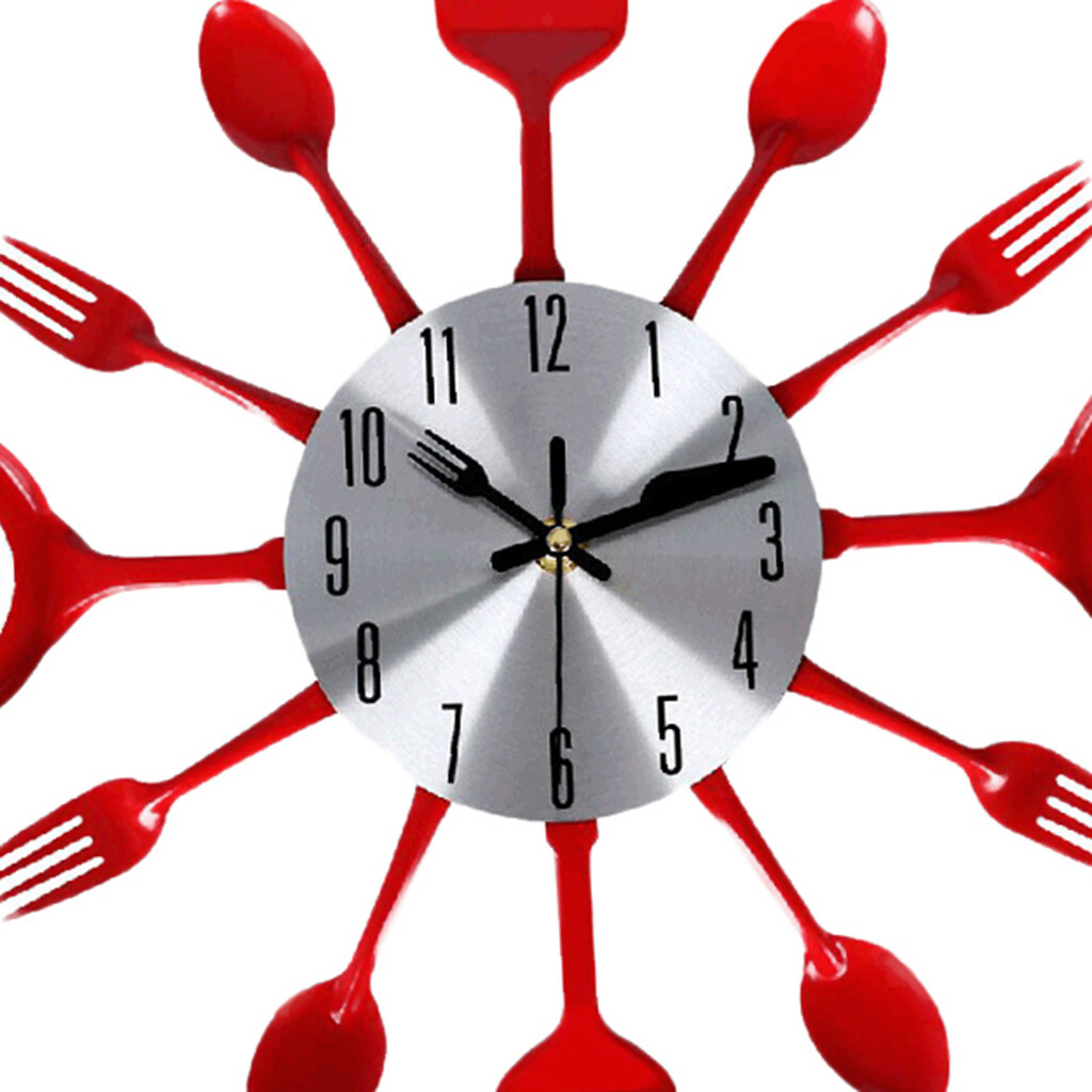 Wall Clock Metal Kitchen Utensil Spoon Fork Wall Clock Creative Home