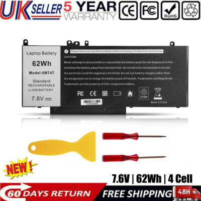 Battery For Dell Latitude E5470/E5570 & Precision 3510 - 6MT4T Type, 62Wh, 1 Year Warranty