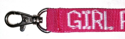 Pink GIRL POWER Keychain New, Old Stock Keyring Strap Style with Spring Clip - Picture 3 of 4