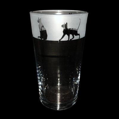 Beer Pint Glass Siamese Cat Sandblast Animal Decorated Drink Tumbler Gift Animo