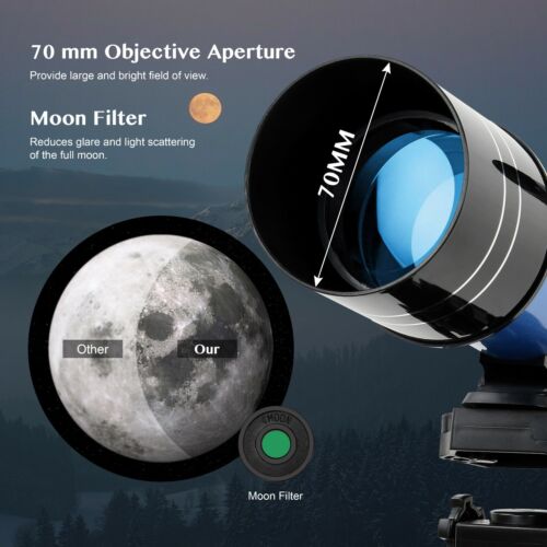 400mm Astronomical Telescope W/ Mobile Holder Backpack High Tripod for Beginners - Picture 4 of 9