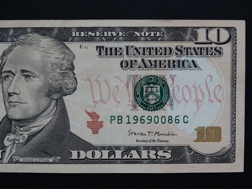 US $10 Dollar Bill - Born in 1969, Birthday Note "19690086" - Picture 3 of 5
