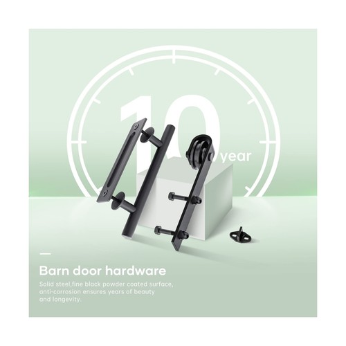 Double 32 White Barn Door (64 barn Door)with 11ft Hardware kit inlcuded - Picture 6 of 9