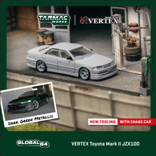 Tarmac Works 1:64 VERTEX Mark II JZX100 Dark Green Metallic Car
